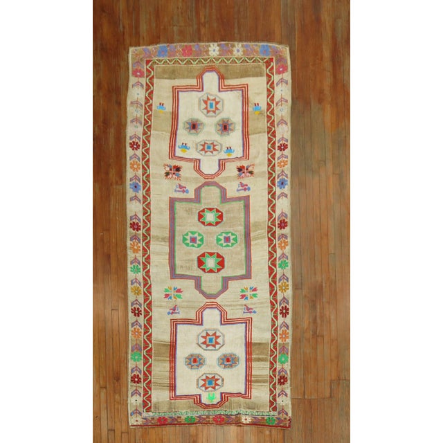 Zabihi Collection Wide Vintage Colorful Turkish Runner For Sale - Image 10 of 10