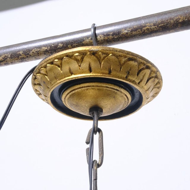 Gilded Wood 6-Arm Chandelier, 1940s For Sale - Image 16 of 18