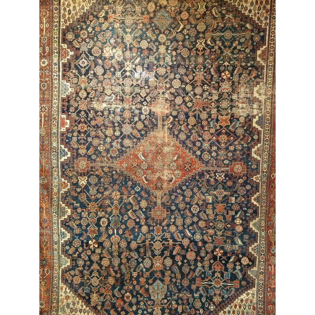 19th Century Persian Qashqai Tribal Gallery/Corridor Rug, Hand-Knotted Wool, 7' X 10' For Sale In Chicago - Image 6 of 7
