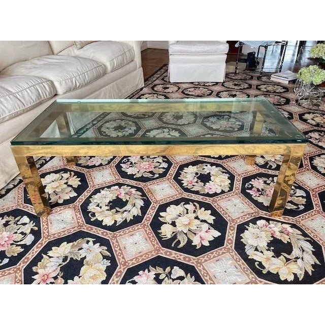 1970s Mid Century Karl Springer Style Brass and Glass Rectangular Coffee Table For Sale - Image 13 of 13