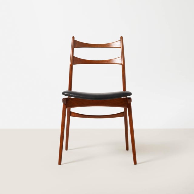Set of 6 fully restored Habeo Boomerang dining chairs, teak and aniline leather. Produced in Germany, 1960s. Scandinavian...