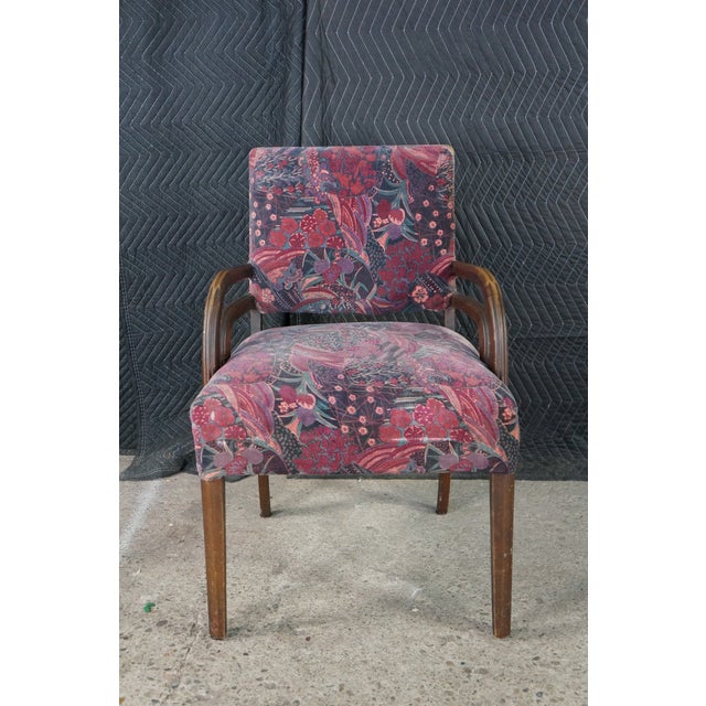 Mid Century Art Deco Style Bentwood Library Vanity Arm Reading Chair MCM Retro For Sale - Image 9 of 18