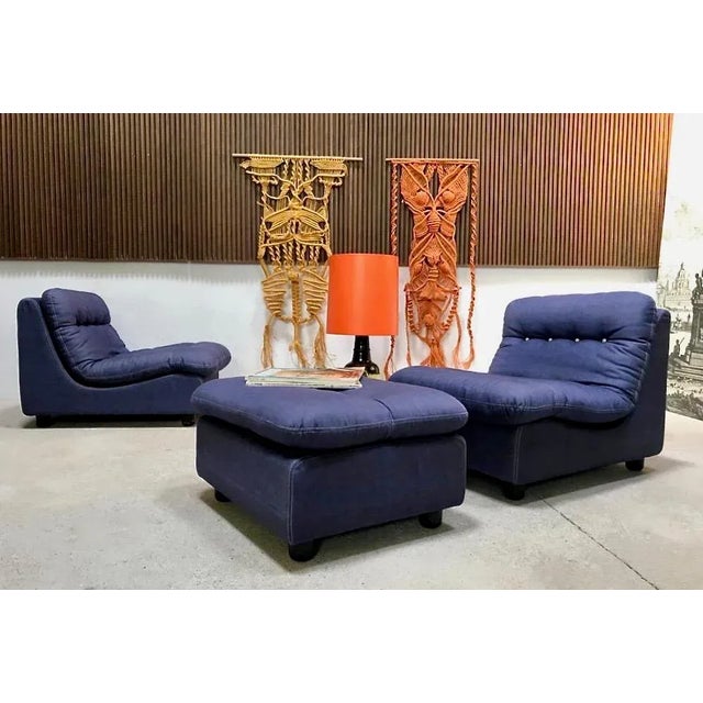 German Modular Lounge Chairs and Ottoman Set, 1960s, Set of 3 For Sale - Image 6 of 18