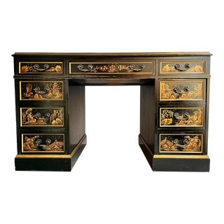 1940s Chinoiserie Partner Desk For Sale