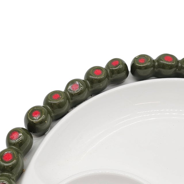 Mid-Century Modern Olive Motif Appetizer Tray by Sur La Table – Portugal Sectioned 14" Ceramic For Sale In San Francisco - Image 6 of 11