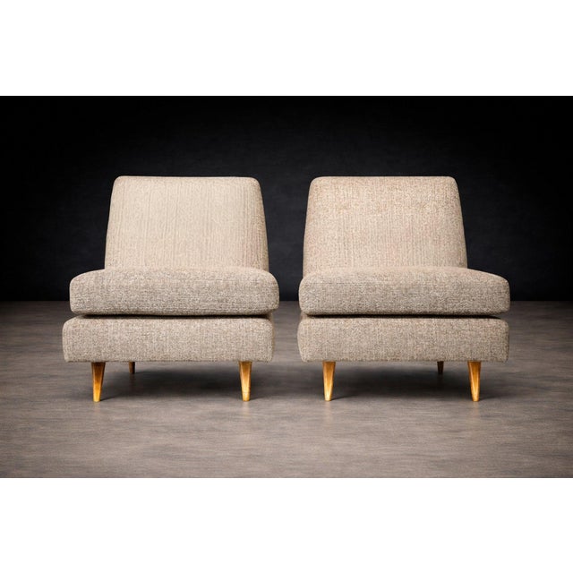Mid-Century Modern Pair of "L" Armchairs in Hardwood & Fabric, Joaquim Tenreiro, 1958 - Lot 28A For Sale - Image 3 of 11