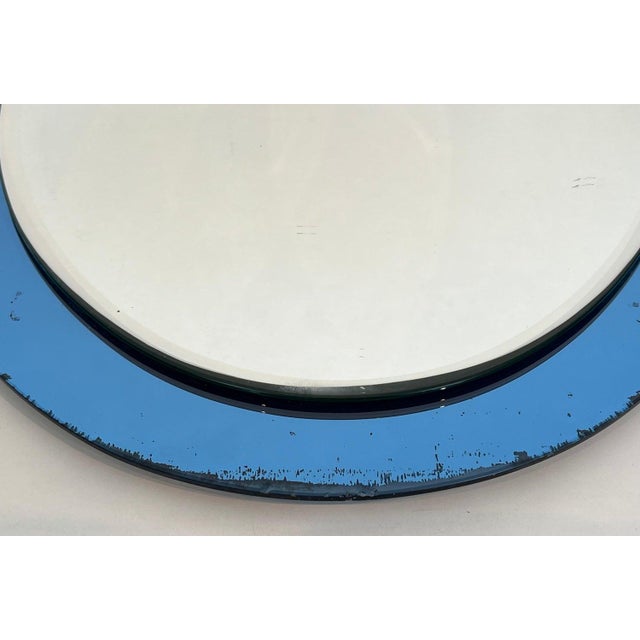 Oval Mirror With Blue Outline by Fontana Arte Italy Circa 1970 For Sale - Image 11 of 12