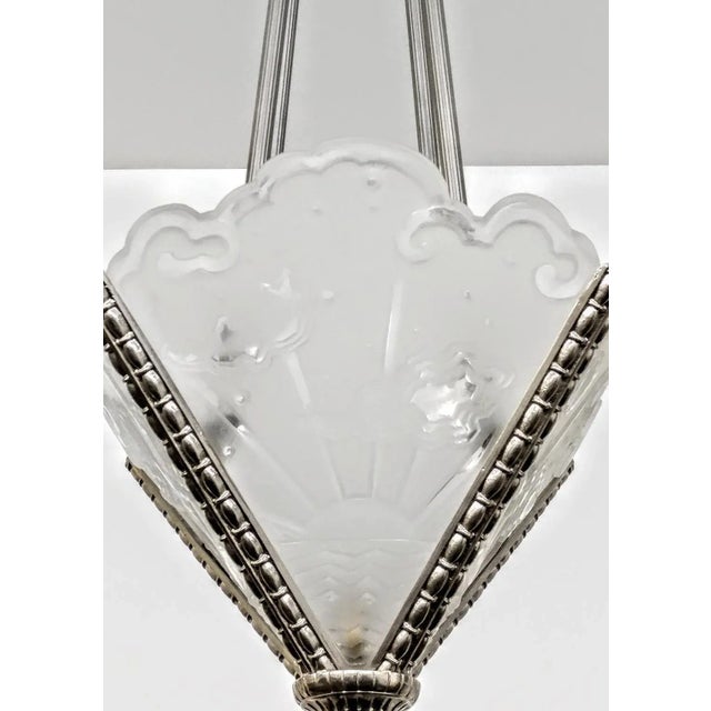 Mid 20th Century French Art Deco Pendant Chandelier signed by Muller Ferers For Sale - Image 5 of 9