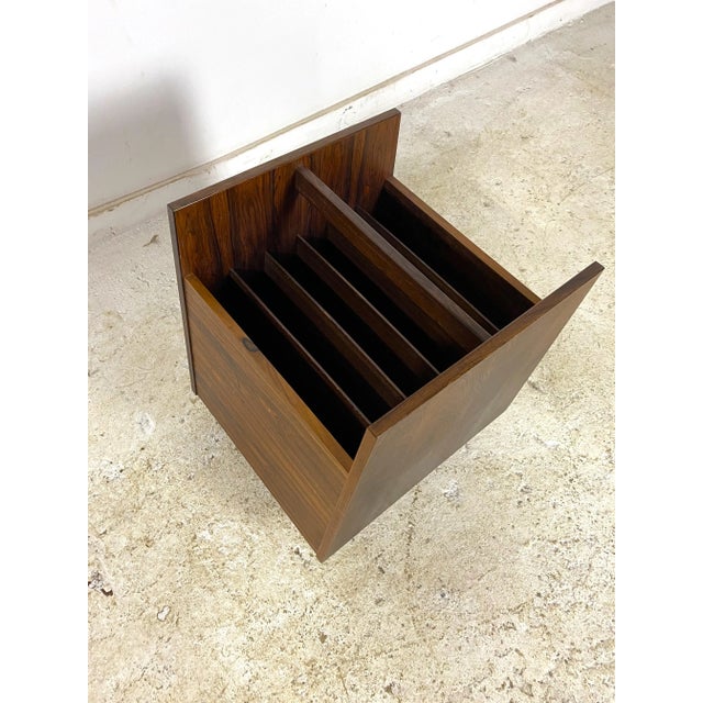 Mid 20th Century Danish Mid-Century Modern Rosewood Magazine Rack on Wheels For Sale - Image 5 of 8