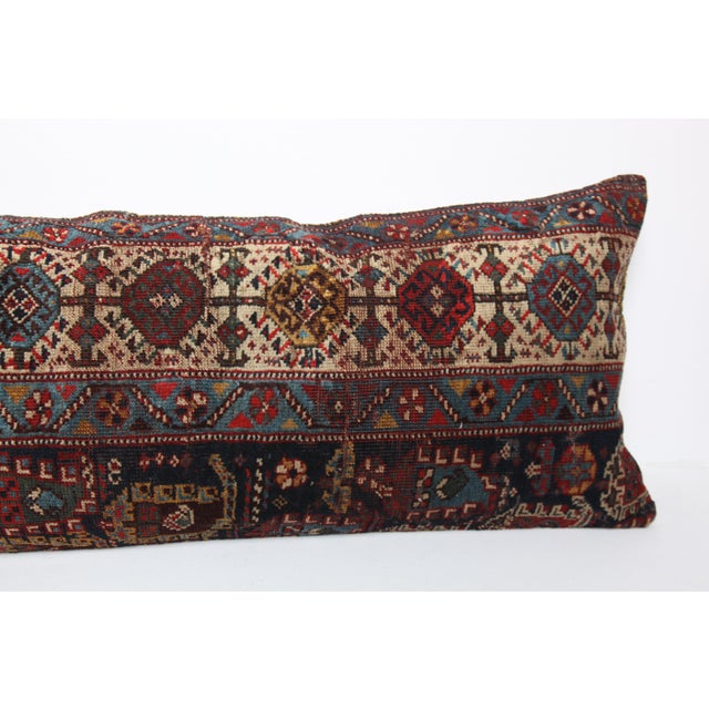 Antique Kurdish Navy Blue Sofa Rug Pillow Cushion Cover -16'' X 42'' For Sale In Tampa - Image 6 of 11