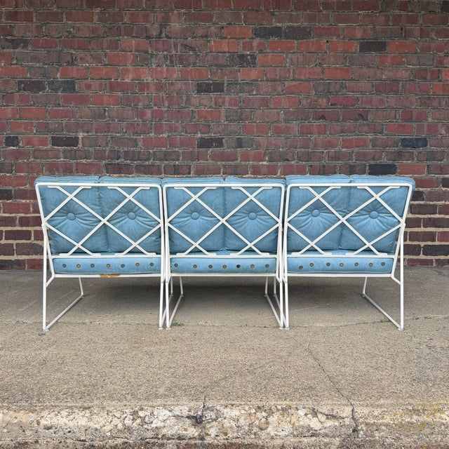 This rare outdoor sofa from the John B. Salterini Company is an absolute delight. 3 separate wrought iron chairs offer a...