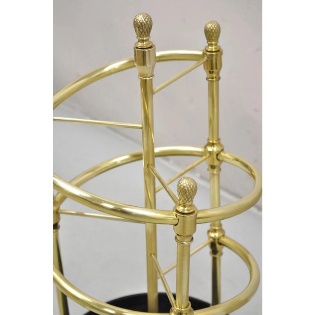 Sarreid LTD Victorian Style Polished Brass Cast Iron Spiral Umbrella Cane Stand For Sale - Image 4 of 10