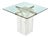 Travertine Stone and Brass Pedestal Side Table With Square Glass For Sale