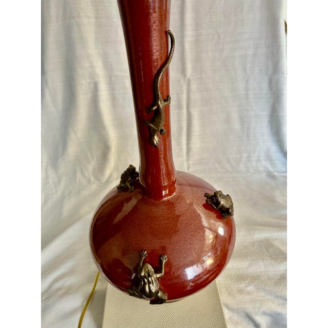 Traditional Vintage Oxblood Iridescent Chameleon Lamps For Sale - Image 3 of 6