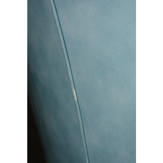 Vintage Drexel Aqua Blue Tufted / Buttoned Leather Chesterfield Loveseat Sofa For Sale - Image 15 of 18