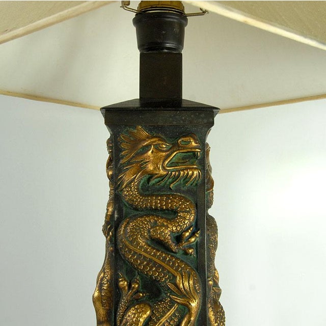 Vintage Gold Dragons Table Lamp, 1960s For Sale - Image 6 of 13