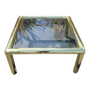 Vintage 1970s Tubular Brass Side Table