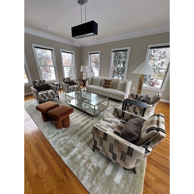 Orange Velvet Stool Pair For Sale - Image 4 of 6