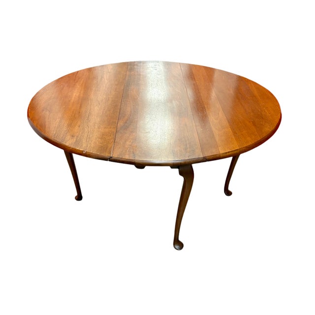 Queen Anne Vintage Queen Anne-Style Mahogany Drop-Leaf Console & Dining Table, C. 1940 For Sale - Image 3 of 10