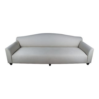 Vintage Transitional Beige Camelback Sofa Couch For Sale