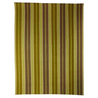 Modern Striped Sundance Green Handmade Wool Rug by Doris Leslie Blau For Sale