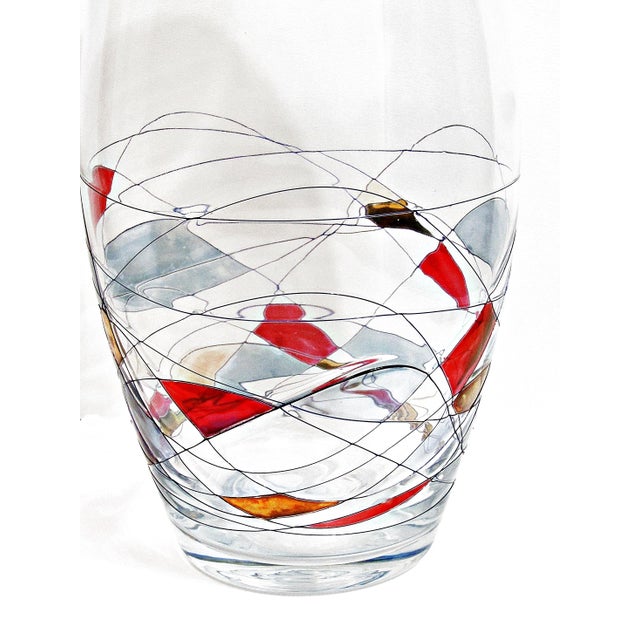 Vintage French Style Hand Blown Art Glass Long Stem Champagne Flutes With Matching Vase - 7 Piece Set For Sale - Image 13 of 14