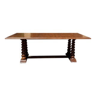 Dessin Fournir Fiorini Walnut Farmhouse Trestle Dining Table For Sale