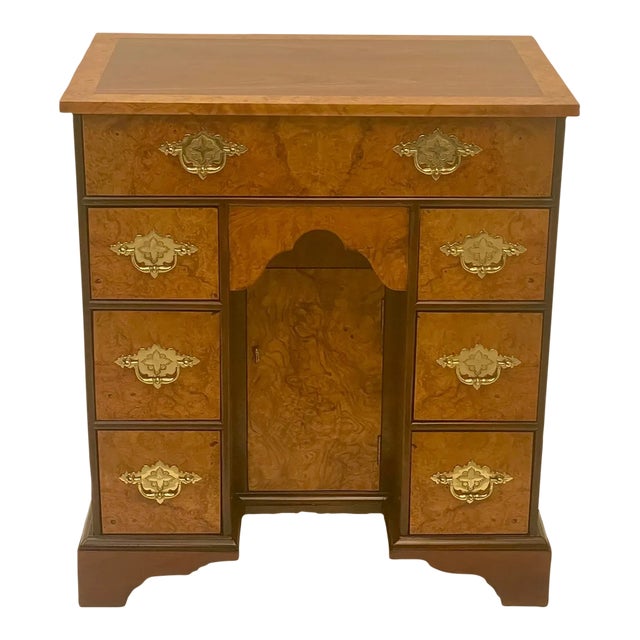 Baker Stately Homes Collection Queen Anne Walnut & Burl Commode For Sale