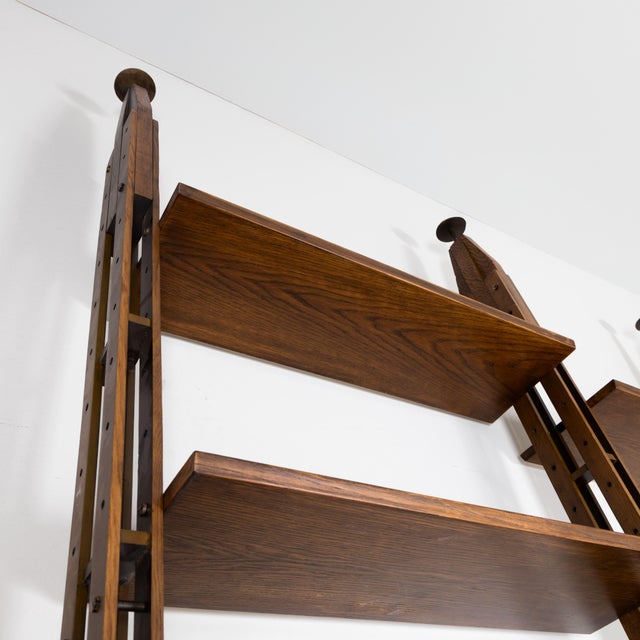 Vintage Italian Floor-to-Ceiling Oak Bookcase, 1960s For Sale - Image 10 of 15