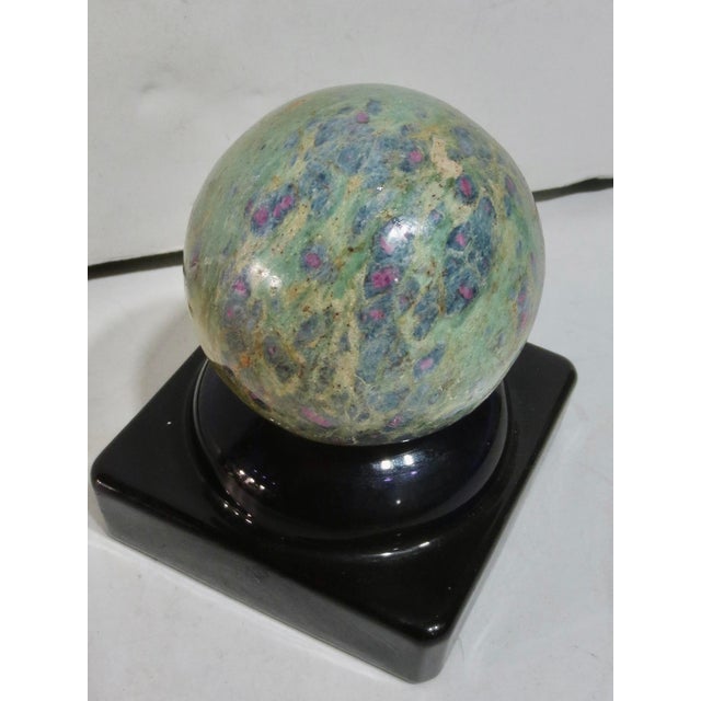 Specimen Sphere of Ruby in Zoisite. Marvelous color and rich patterns of hot pink, mint green, and sky blue around the...