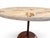 Striking vintage pedestal table with a steel tulip-style base and a heavy stone mosaic top in cream, tan, and caramel...