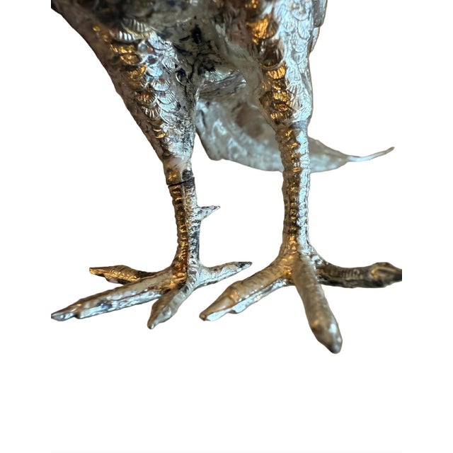 Metal Pair of Silver Plated Pheasants For Sale - Image 7 of 12