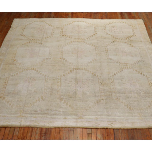 mid 20th century Turkish Kars in pale colors with pops of pink Details rug no. j2232 size 9' 7" x 10' (292 x 305 cm) Kars...
