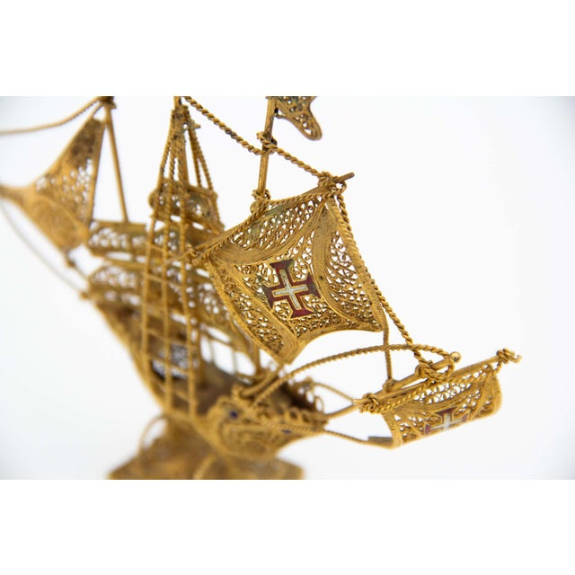 Silver-Gilt Miniature Caravel For Sale - Image 4 of 5