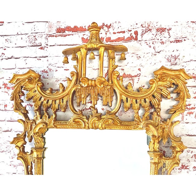 Late 20th Century La Barge Chinese Chippendale Style Chinoiserie Pagoda Mirror Giltwood Finish For Sale - Image 5 of 17