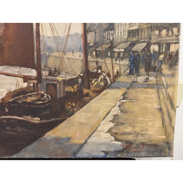 Blue Jean Darignan, Fishing Boat, Oil Painting on Canvas For Sale - Image 8 of 13