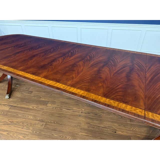 Georgian Style Multi-Banded Mahogany Dining Table by Leighton Hall - Showroom Sample For Sale - Image 14 of 16