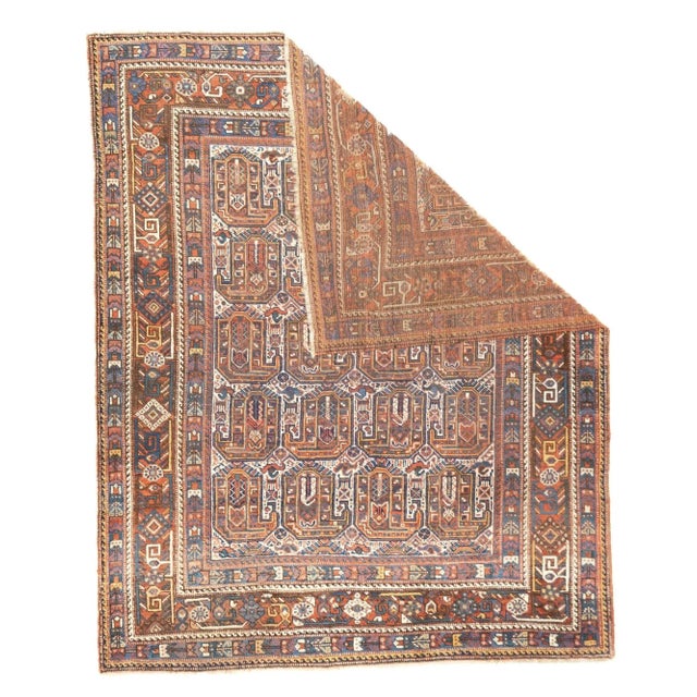 Late 19th Century Antique Khamseh Rug 4'10'' x 5'11'' For Sale - Image 5 of 12