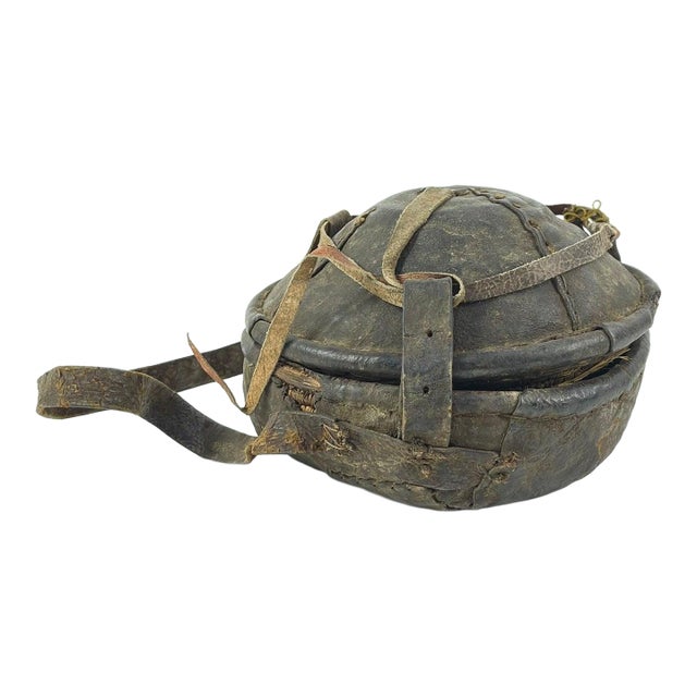 Early 20th Century Small Mesob Lidded Leather Wrapped Lunch Basket Ethiopia For Sale