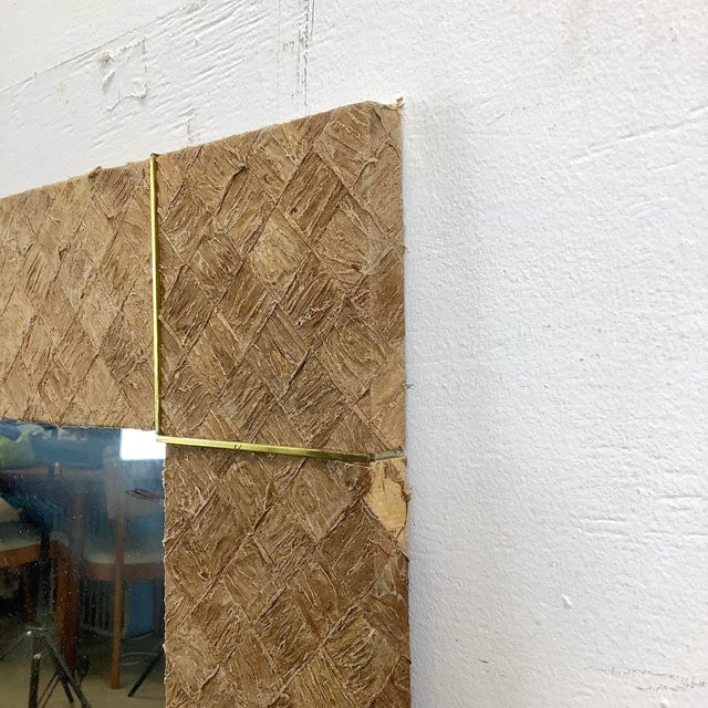 Vintage Square Textile Finish Wall Mirror For Sale - Image 11 of 12