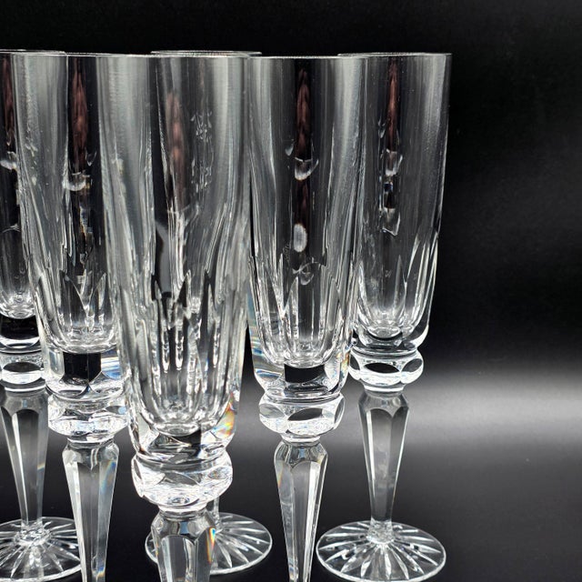 Ceska Regency Crystal Champagne Flutes, Set of 6 For Sale In Los Angeles - Image 6 of 9