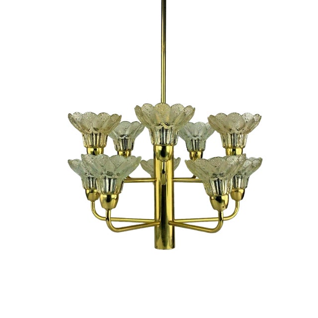 Space Age Glass Chandelier For Sale