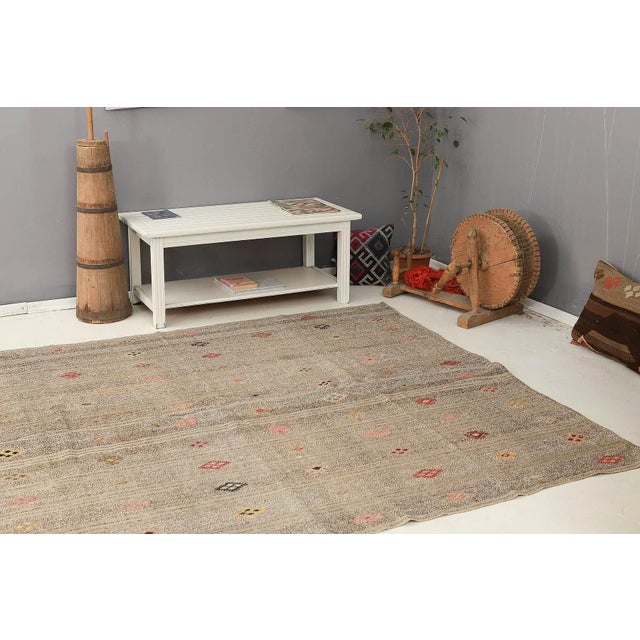 Mid 20th Century Vintage Embroidered Modern Kilim For Sale In Los Angeles - Image 6 of 7