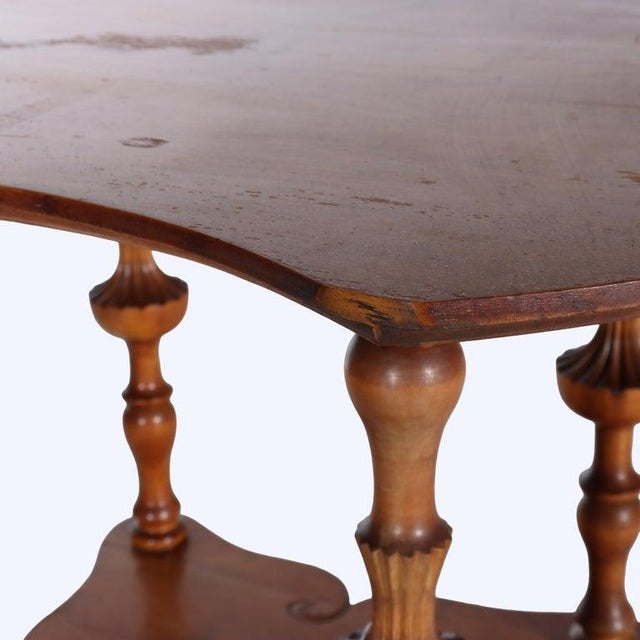 Brown Antique Carved Mahogany Painter’s Palette Parlor Table With Carved Scrolls C1890 For Sale - Image 8 of 18