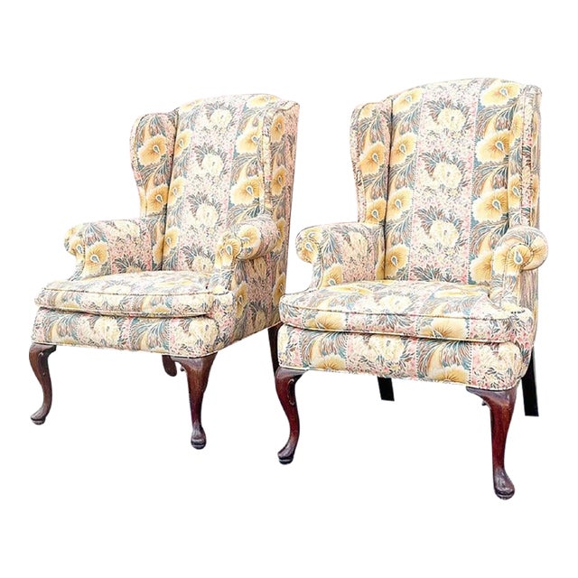 1980s Palm Beach Regency Palm Beachy Wingback Chairs - a Pair For Sale