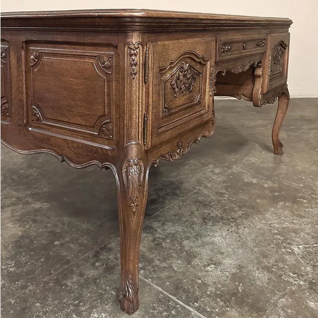 Wood Antique French Louis XV Oak Partner's Desk For Sale - Image 7 of 12