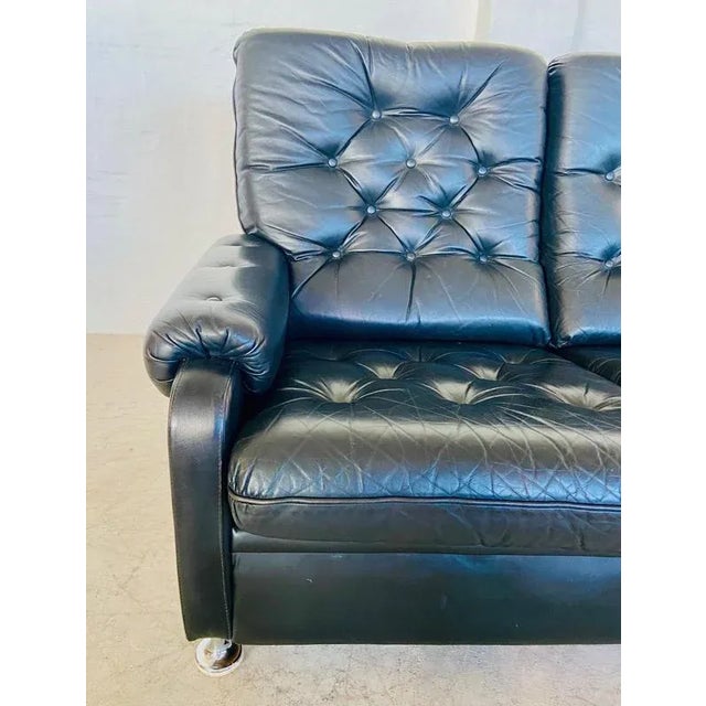 Mid-Century Modern Mid-Century Danish Black Leather 2 Person Sofa, 1970s For Sale - Image 3 of 16