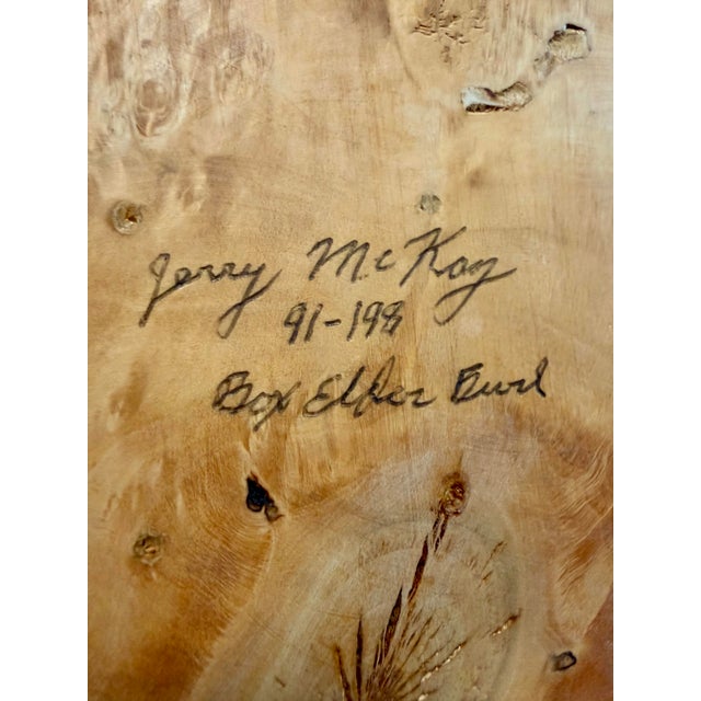 1990s 1991 Vintage Jerry McKay Signed Hand-Turned Box Elder Burl Live-Edge Wood Art Bowl For Sale - Image 5 of 5