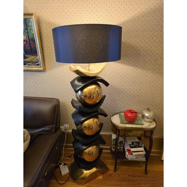 Large Sculptural Sphères & Arcs Floor Lamp by François Chatain, France, 1980s For Sale - Image 11 of 11