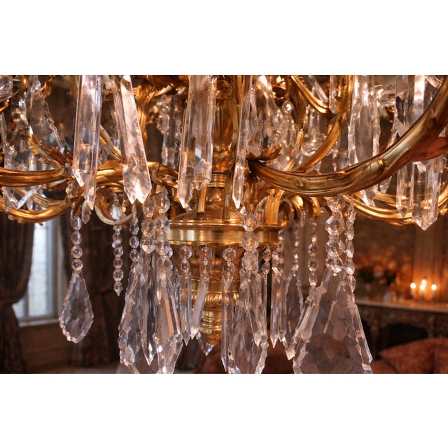 Mid 20c French Artisan Louis XVI Gilt Bronze Chandelier For Sale - Image 12 of 15